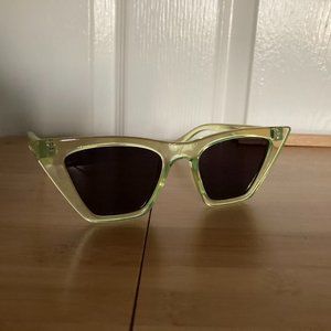 Neon Green Transparent Square Cat Eye Sunglasses